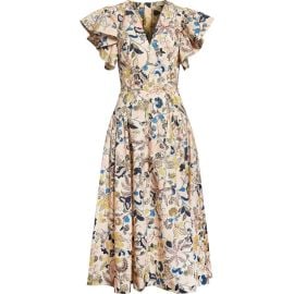 Ulla Johnson Darya Paisley Floral Flutter Sleeve Cotton Dress at Nordstrom