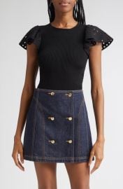 Ulla Johnson Edith Mixed Media Ruffle Sleeve Top at Nordstrom