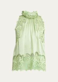 Ulla Johnson Elowen Sleeveless Floral Silk Embroidered Top - at Bergdorf Goodman