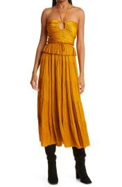 Ulla Johnson Evanthe Halter Neck Midi Dress in Goldenrod  at Nordstrom