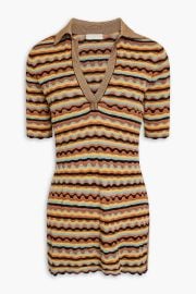 Ulla Johnson Felix metallic crochet knit silk blend polo top at The Outnet