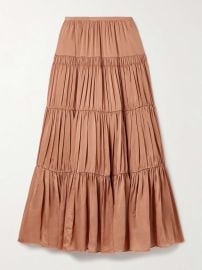 Ulla Johnson Gaelle tiered silk satin maxi skirt at Net a Porter