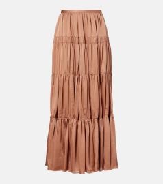 Ulla Johnson Gaelle tiered silk satin maxi skirt at Mytheresa