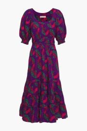 Ulla Johnson Gathered printed cotton poplin midi dress at The Outnet