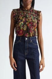 Ulla Johnson Georgina Ruffled Printed Silk georgette Top in Cosmic at Nordstrom Rack