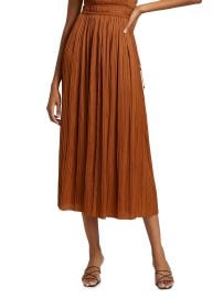 Ulla Johnson Ineze Pleated Satin Midi Skirt at Saks Fifth Avenue