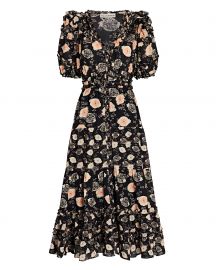 Ulla Johnson Irvette Puff Sleeve Floral Midi Dress at Intermix