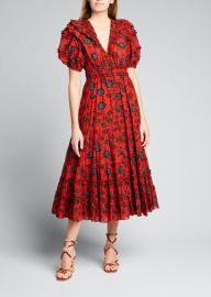 Ulla Johnson Irvette Short-Sleeve Midi Dress - at Bergdorf Goodman