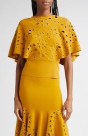 Ulla Johnson Josie Eyelet Detail Cape Sleeve Knit Top at Nordstrom
