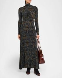 Ulla Johnson Koa Ruched Jersey Turtleneck Maxi Dress at Neiman Marcus