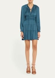 Ulla Johnson Koria Long-Sleeve Satin Mini Dress - at Bergdorf Goodman