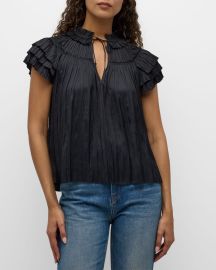 Ulla Johnson Liv Pleated Tiered-Sleeve Top at Neiman Marcus