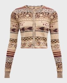 Ulla Johnson Liza Cropped Mixed-Pattern Cardigan at Neiman Marcus