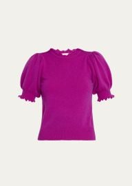 Ulla Johnson Lotta Cashmere Short-Sleeve Sweater - at Bergdorf Goodman