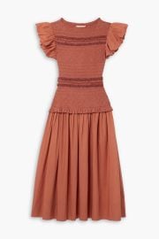 Ulla Johnson Madeline Smocked Dress in Brick at The Outnet