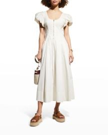 Ulla Johnson Malie Bell-Sleeve Poplin Midi Dress at Neiman Marcus