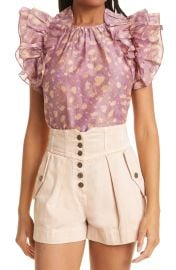 Ulla Johnson Manon Silk Blend Blouse in Lavender Handprint Dot  at Nordstrom