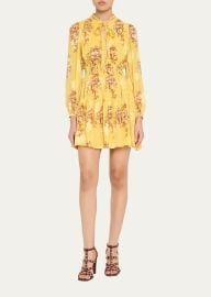 Ulla Johnson Maris Necktie Long-Sleeve Mini Dress - at Bergdorf Goodman