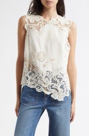 Ulla Johnson Marlis Lace Trim Linen Top at Nordstrom