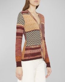 Ulla Johnson Medina Masque Patchwork Jacquard Cardigan at Neiman Marcus