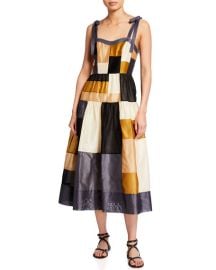 Ulla Johnson Minerva Midi Patchwork Dress at Neiman Marcus