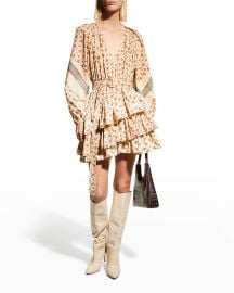 Ulla Johnson Miranda Tiered Dress w Belt at Neiman Marcus