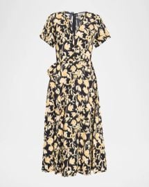 Ulla Johnson Nadya Short Sleeve Floral Midi Dress at Neiman Marcus