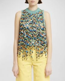 Ulla Johnson Novalie Paillette Fringe Sleeveless Top at Neiman Marcus