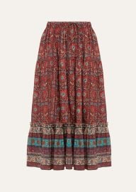 Ulla Johnson Paige Woven Tiered Midi Skirt with Pockets - at Bergdorf Goodman