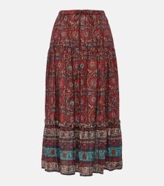 Ulla Johnson Paige Woven Tiered Midi Skirt with Pockets at Mytheresa