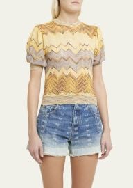 Ulla Johnson Priscilla Puff-Sleeve Chevron-Print Top - at Bergdorf Goodman