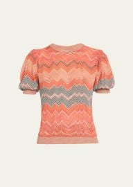 Ulla Johnson Priscilla Puff-Sleeve Chevron-Print Top - at Bergdorf Goodman