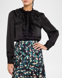 Ulla Johnson Rouen Ruffled Silk Blouse at Neiman Marcus