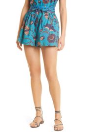 Ulla Johnson Rowan Botanical Print Cotton Shorts in Lagoon Size 0 at Nordstrom