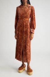 Ulla Johnson Thalia Long Sleeve Velvet Burnout Shirtdress at Nordstrom