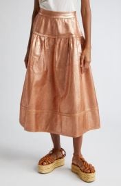 Ulla Johnson The Astrid Metallic Denim Tiered Skirt at Nordstrom