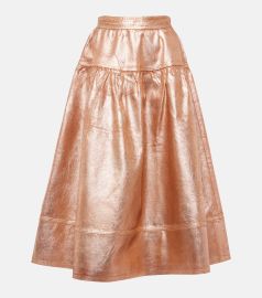 Ulla Johnson The Astrid Metallic Denim Tiered Skirt at Mytheresa