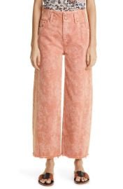 Ulla Johnson The Thea Marbleized Raw Hem Crop Wide Leg Nonstretch Jeans at Nordstrom