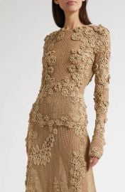 Ulla Johnson Viola Metallic Crochet Appliqu Open Stitch Sweater at Nordstrom
