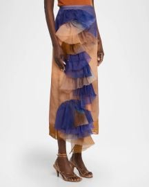 Ulla Johnson X Helen Frankenthaler Yelena Ruffled Silk Organza Skirt at Neiman Marcus