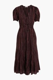 Ulla Johnson Zaria Metallic Striped Cotton and Lurex Blend Dress at The Outnet