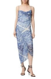 Ulla Paisley Print Ruched Asymmetric Hem Midi Dress at Nordstrom