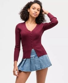 Ultra Flirt V Neck Ribbed Fine Gauge Flyaway Sweater at Macys