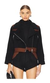 Understated Leather Love Story Jacket In Brown Black at Revolve