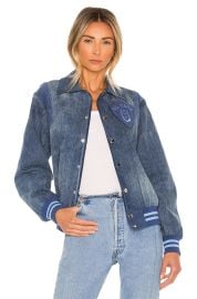 Understated Leather UL Club Denim Bomber in Vintage Blue at Revolve