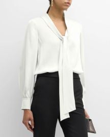 Ungaro Ella Tie Neck Silk Blouse at Neiman Marcus