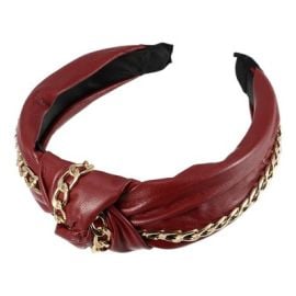 Unique Bargains Womenx27s Fashion Vintage Knotted PU Leather Knotted Headbands 1 Pc Red Target at Target