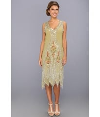 Unique Vintage Embroidered Reproduction Flapper Dress Green at Zappos