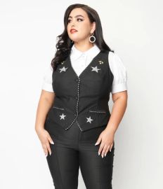 Unique Vintage Plus Size Black Stars amp Music Keaton Vest at Unique Vintage