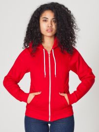 Unisex Flex Fleece Zip Hoodie in Red at American Apparel